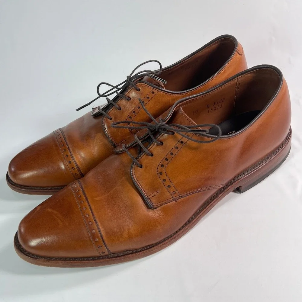 Allen Edmonds Clifton 3358 Walnut Brown Cap Toe Oxford Men 10 D USA Made Leather